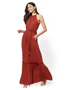 Cerelina Proesl New York & Company Halter Maxi Dress in Spiced Curry 07728392_557.jpg