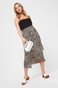 105 Petite Tiger Print Asymmetric Wrap Midi Skirt image number 0.jpg