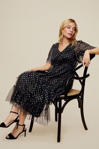 105 Petite Black Mesh Foil Spot Midi  image number 2.jpg