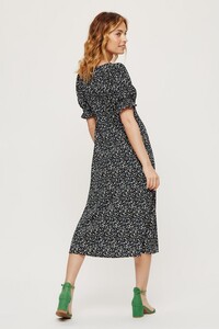 105 Petite Black Base Spot V Neck Midi Dress image number 2.jpg